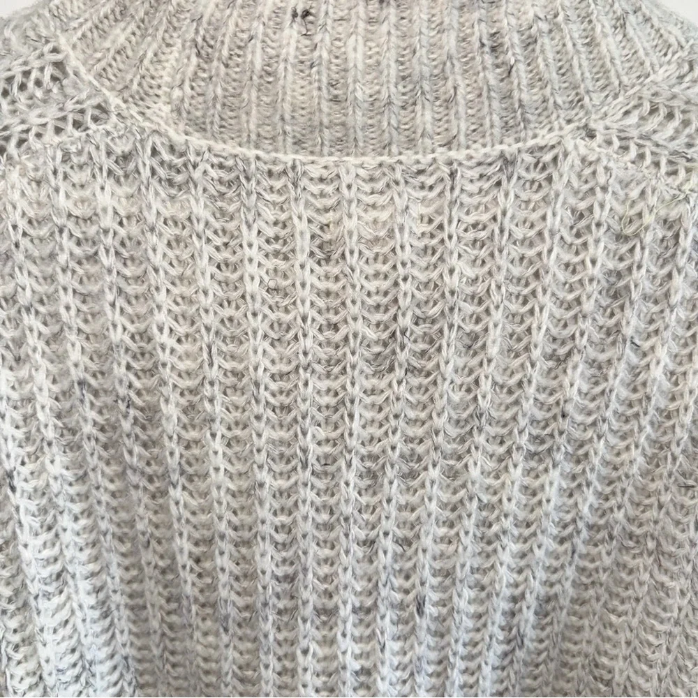 Anthropologie Pilcro Long Line Cable Tunic Sweater Ivory Small Wool/Linen Blend